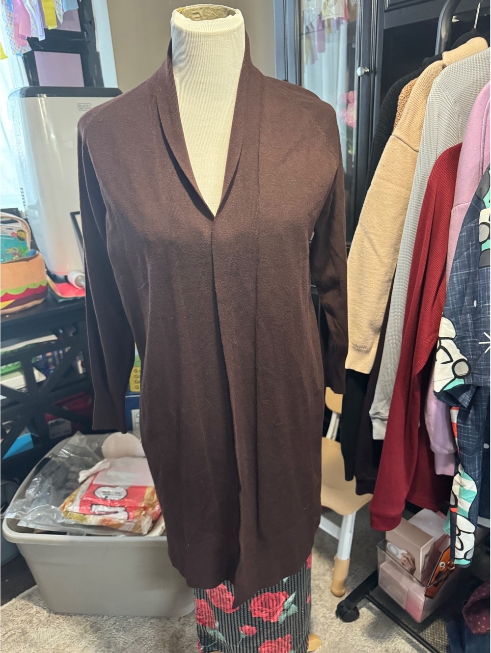 a new day Women's Brown Open Front Cardigan Sweater Size Small